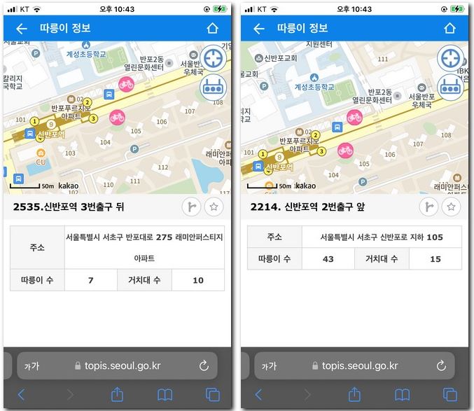 서울 신반포역 따릉이 자전거 위치 알아보기